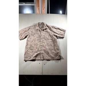 Wrangler Rugged Wear Shirt Mens‎ Medium Gray Floral 100% Cotton Casual Button-Up